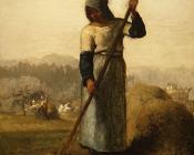 让 弗朗索瓦 米勒 : Woman with a Rake